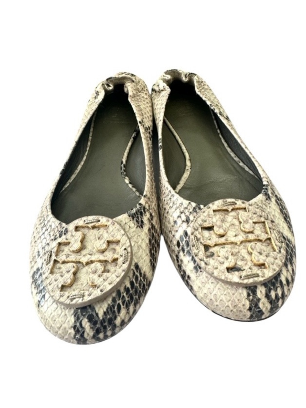 Tory Burch Snake Print Leather Flats Size 7.5
